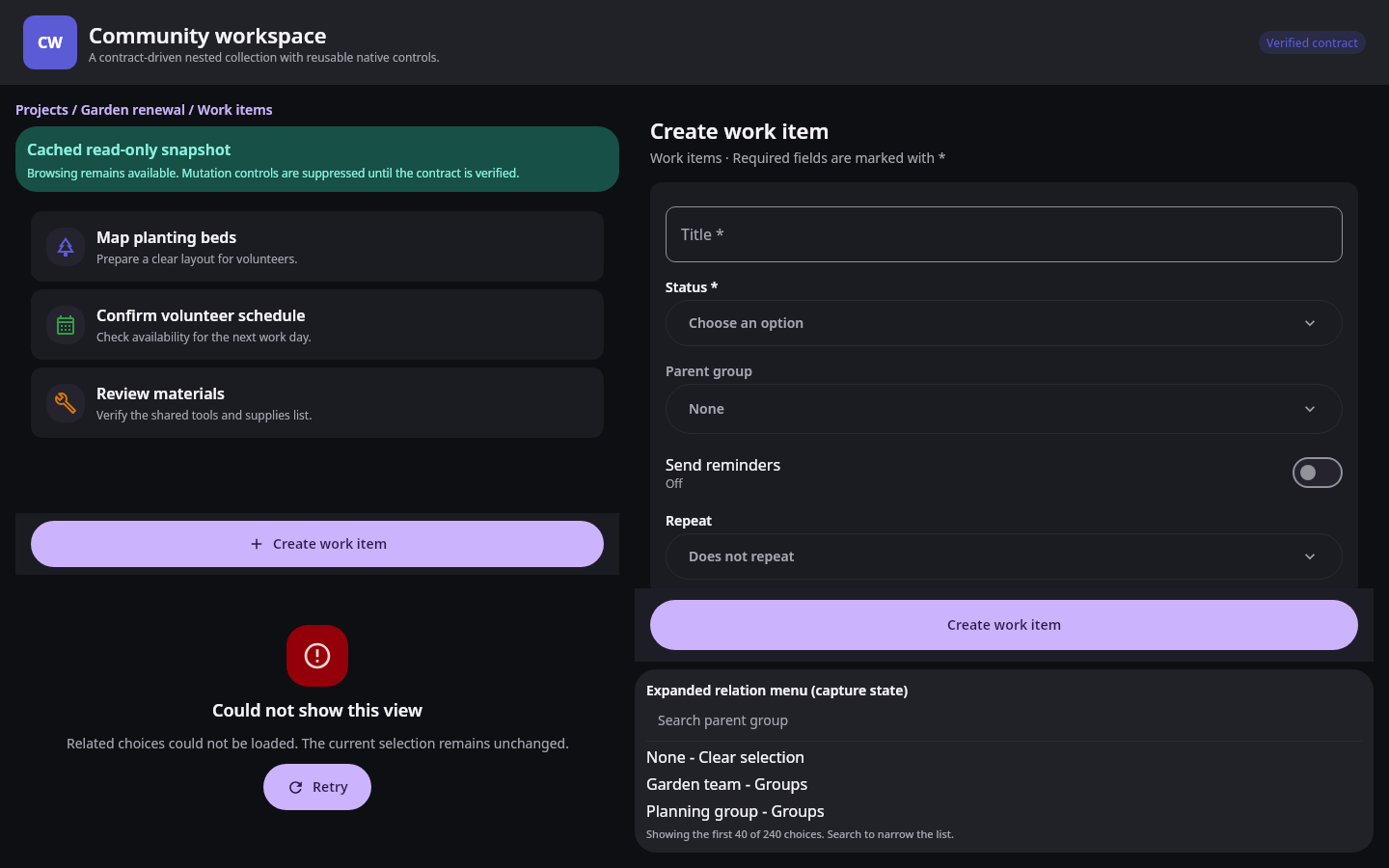 Dynamic apps Nested collection and semantic form: Synthetic visual QA