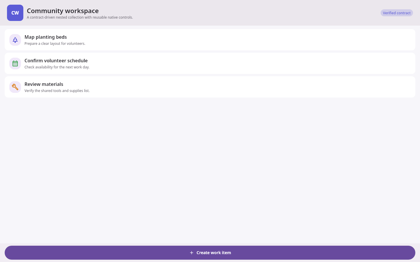 Homepage Installed app workspace: Verified native data