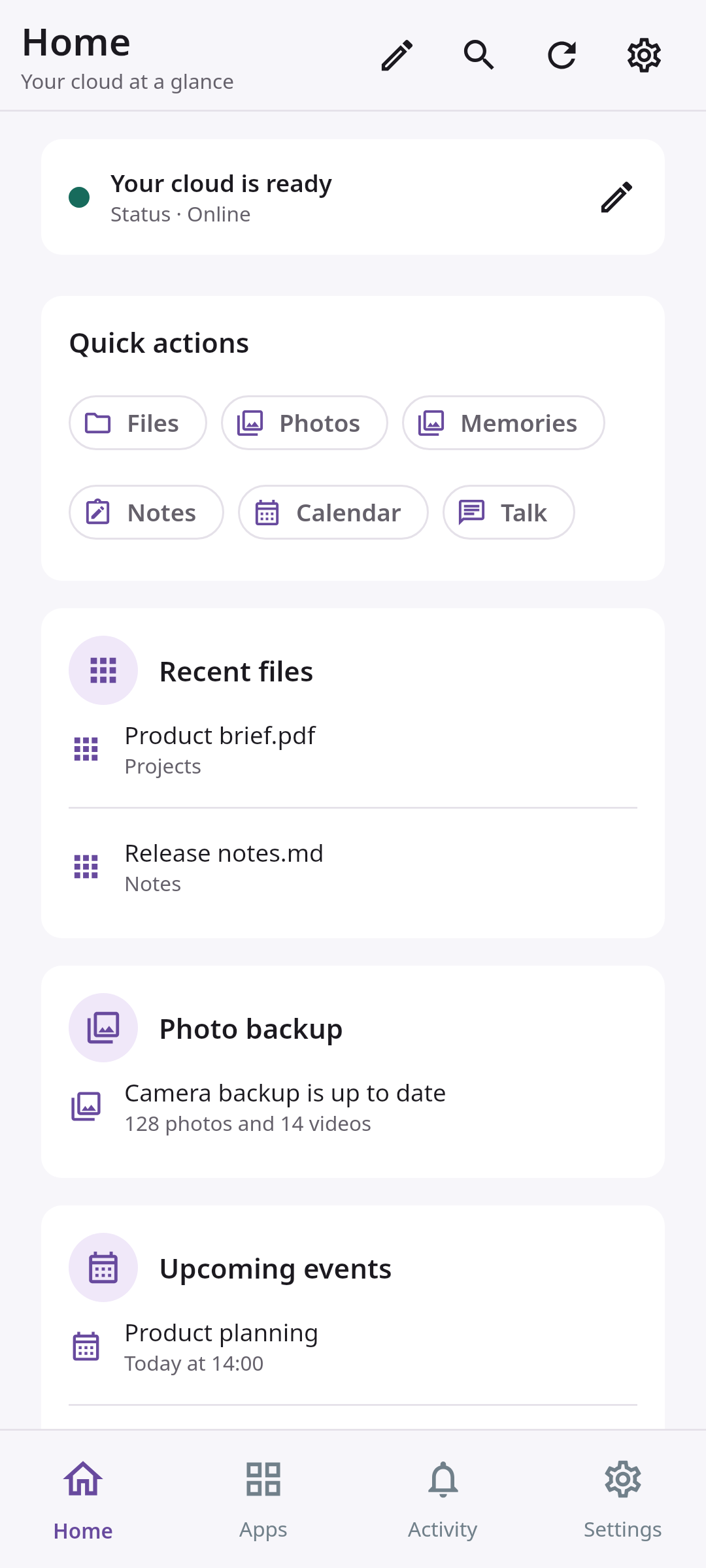 Homepage Complete account overview: Ready